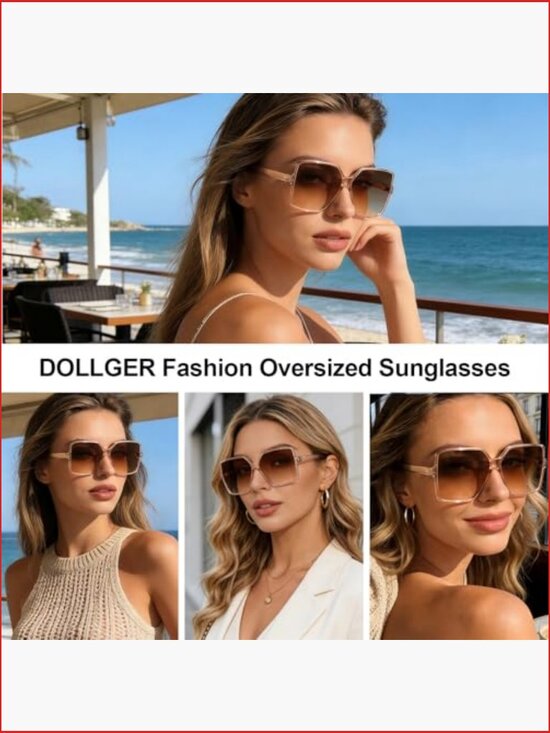 Oversized Square Sunglasses UV400 Protection Polycarbonate Lens main image 6